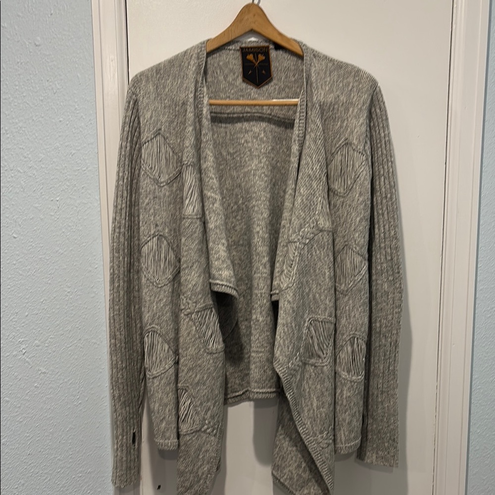 Classic Gray Cable Knit Cardigan Sweater